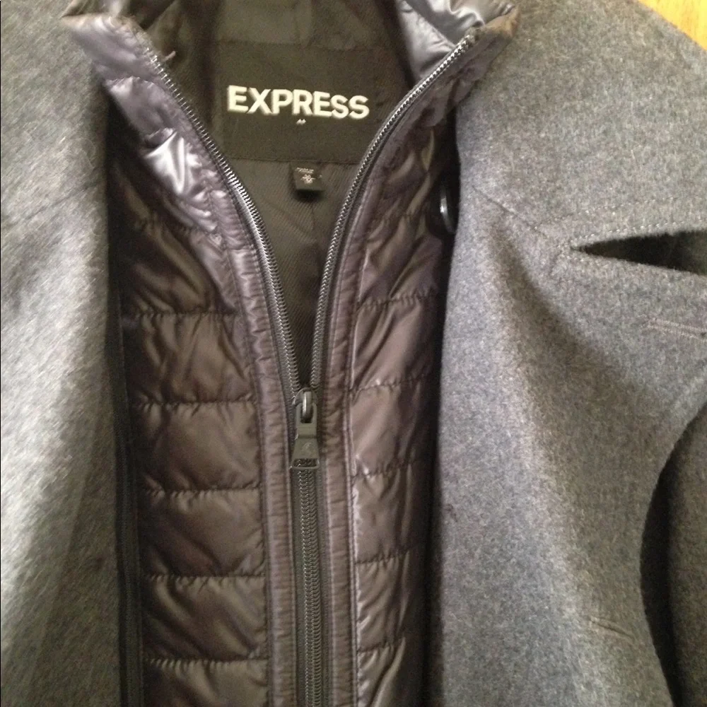 Express Men's Double-Breasted Gray Peacoat - Picture 8 of 8